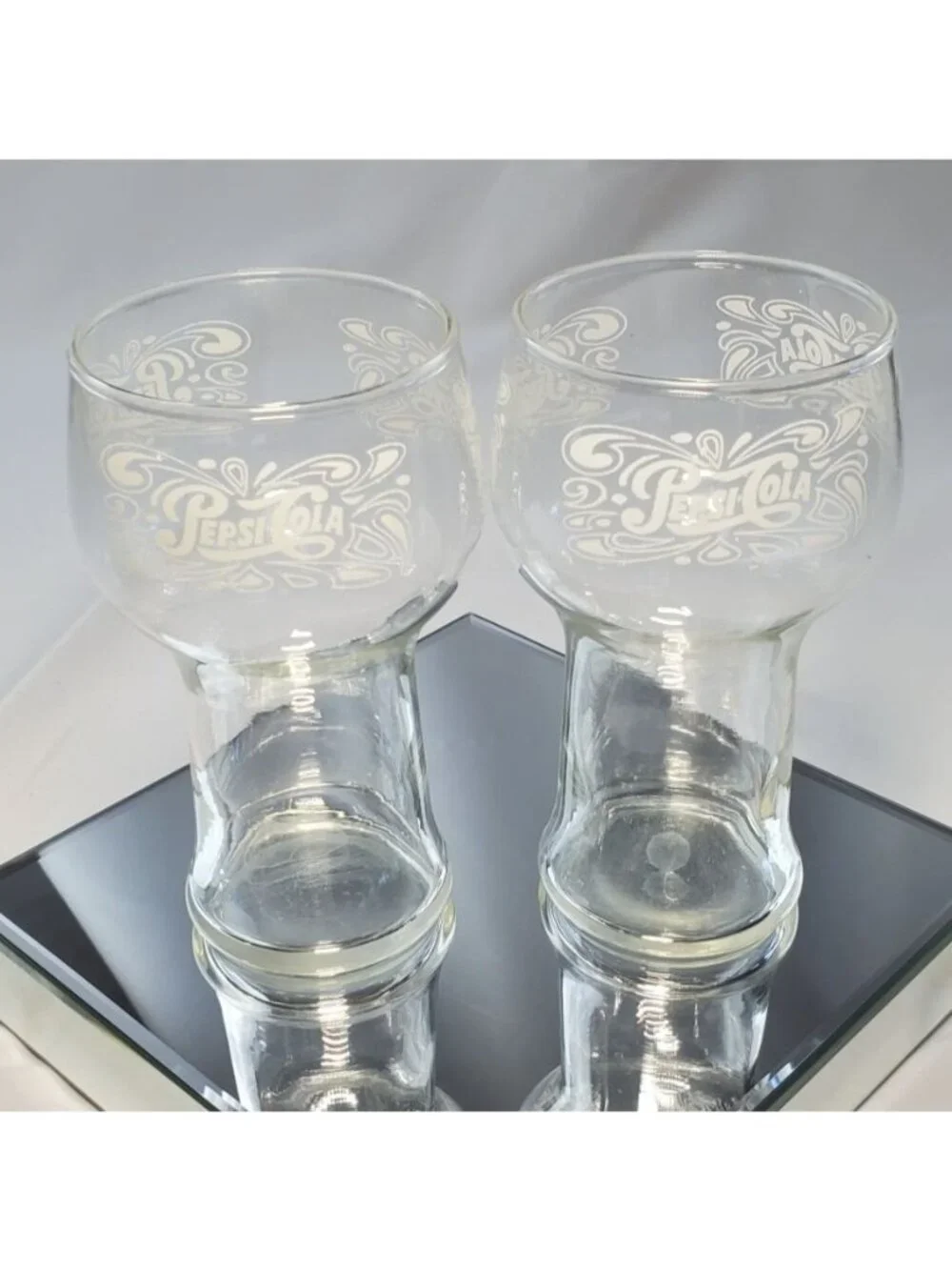 Vintage Pepsi Cola Drinking Glasses Clear Retro16 oz with 1906 Logo - Set of 2